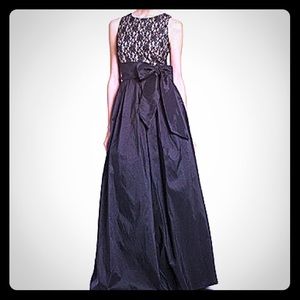 Teri Jon black taffeta and lace gown